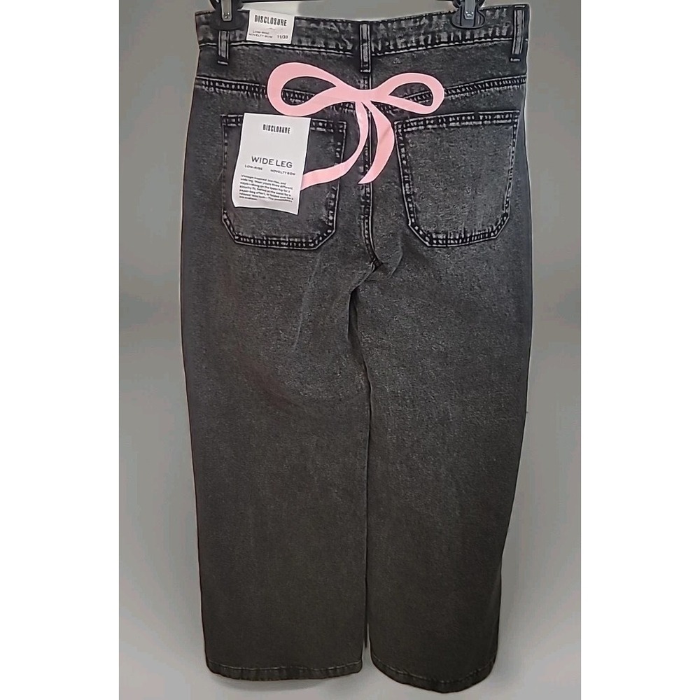 Womens Low Rise‎ Wide Leg Jeans Black 34x31 Size 11/30 NWT Big Pink Ribbon